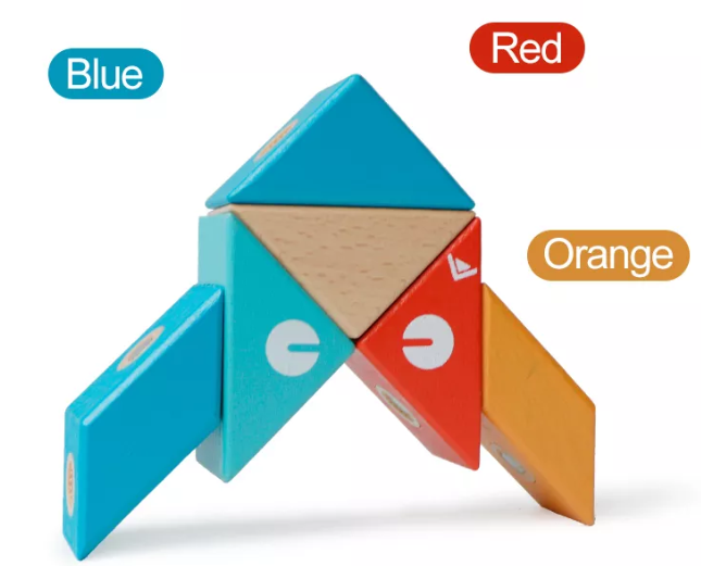 6 piece magnetic wooden blocks set educational diy toys