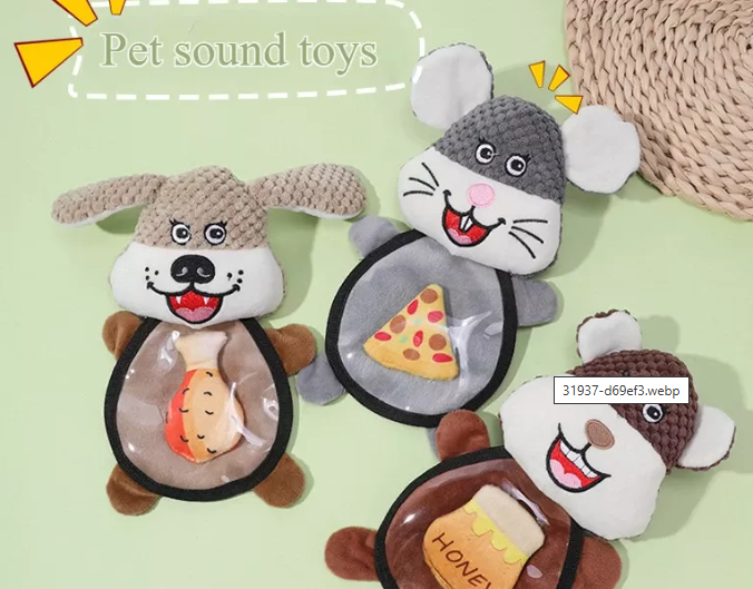 self soothing plush dog toys with sound mouse squirrel shaped interactive toy