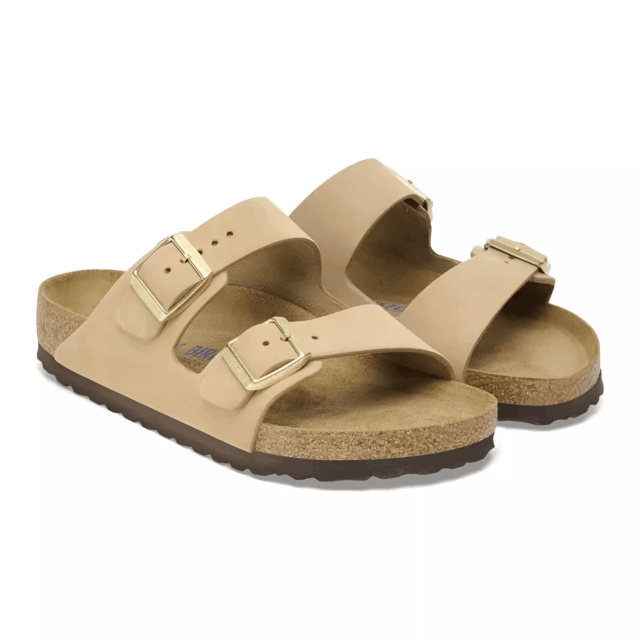 A pair of Birkenstock shoes.